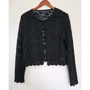 VTG Blouse Shirt Womens M Cardigan Black Floral Whimsigoth Fairy Grunge Goth Y2K